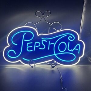 Blue And White Neon Pepsi-Cola Sign 22.5"X 11" Restaurant Bar Soda Pop